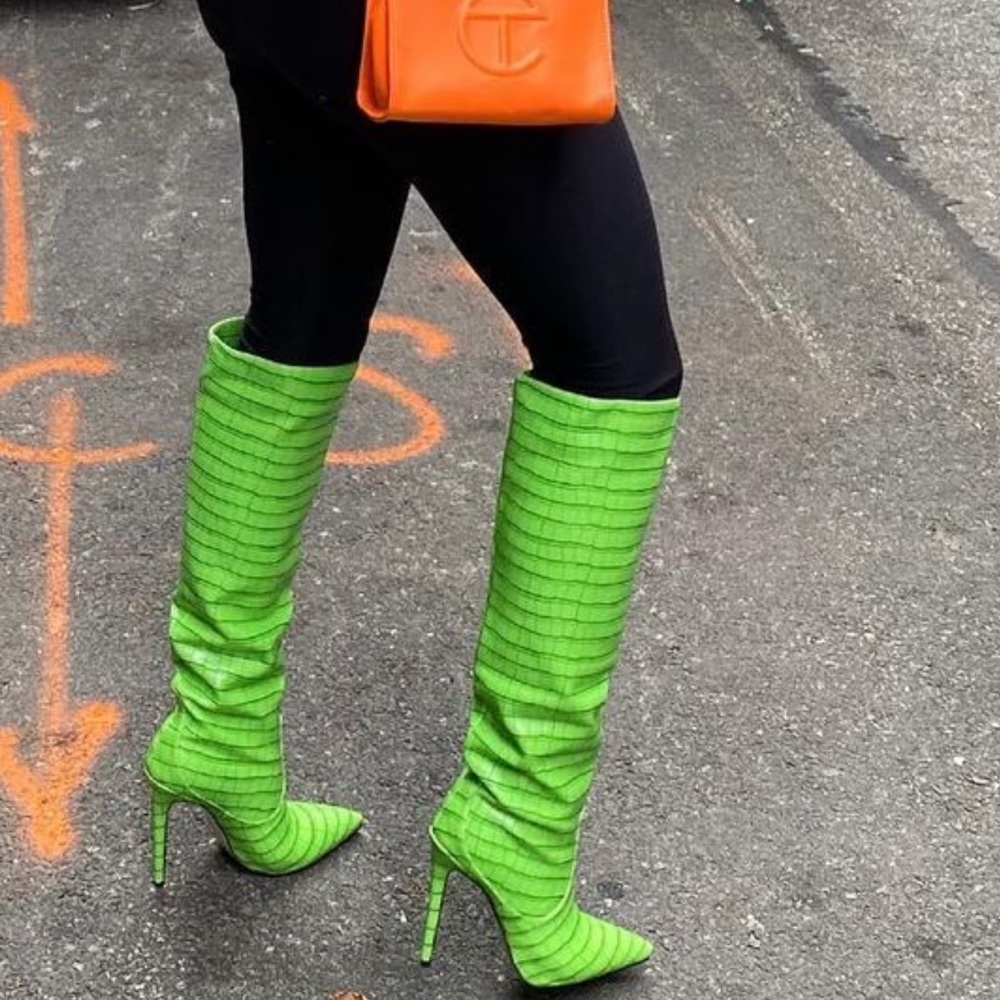 Neon green boots